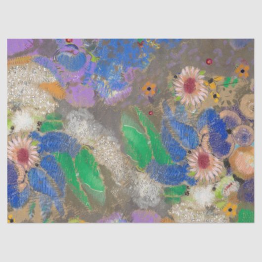Papier Mousseline Arrière - plan de fleurs abstrait d'Odilon Redon. (Recto)