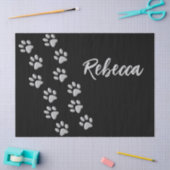 Papier Mousseline Arrière - plan noir Silver Dog Paws Motif d'impres (Artisanat)