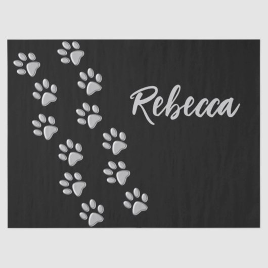 Papier Mousseline Arrière - plan noir Silver Dog Paws Motif d'impres (Recto)