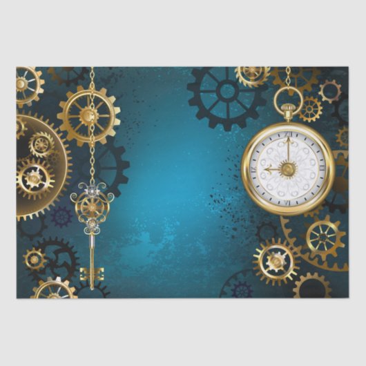 Papier Mousseline Arrière - plan turquoise à vapeur avec Gears (Recto)