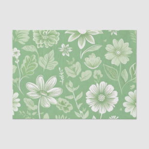 Papier Mousseline Arrière - plan vert clair avec fleurs Vintages