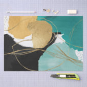 Papier Mousseline Arrière - plan Zen Abstrait Gold Black Green Decou (Artisanat)