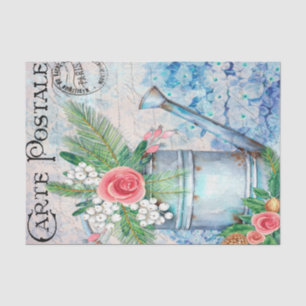 Papier Mousseline Arrosage vintage plein de fleurs Floral Français