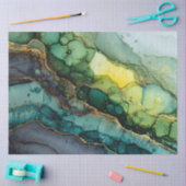 Papier Mousseline Art abstrait fluide vert (Artisanat)