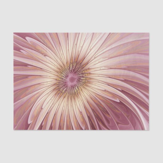 Papier Mousseline Art Abstrait Fractal Fleur & Tons de Bourgogne (Recto)