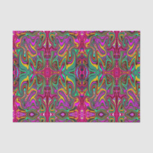 Papier Mousseline Art Abstrait Rose Chaud Marbré et Vert Mousse de M