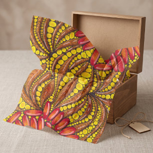 Papier Mousseline Art botanique abstrait boho terreux chaotique