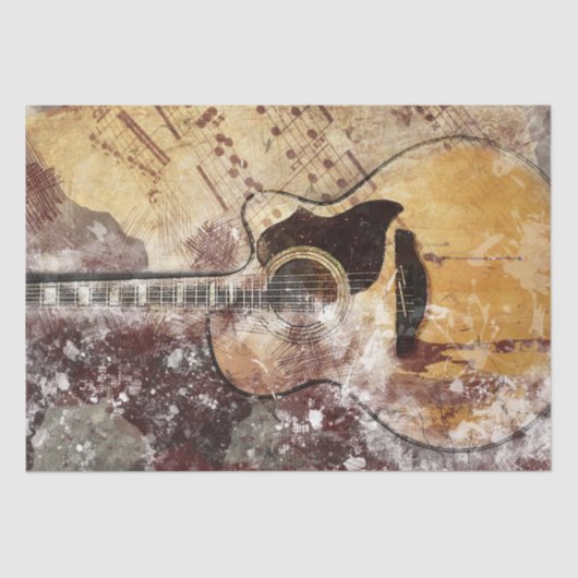 Papier Mousseline Art Collage Guitare Music 34 15x20 Découpage (Recto)