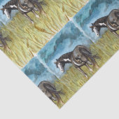 Papier Mousseline Art d'aquarelle du Cheval de peinture noir et blan (Détail)