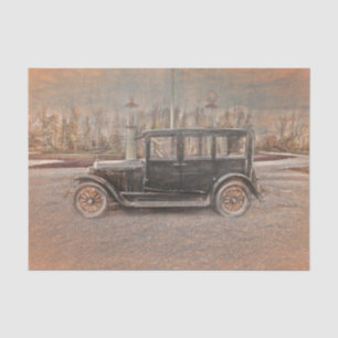 Papier Mousseline Art de croquis de voiture classique sépia noir rus