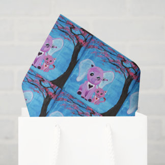 Papier Mousseline Art de fleur de cerisier élégant éléphant chat mig