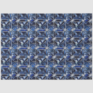 Papier Mousseline Art Déco Bleu Géométrique
