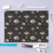 Papier Mousseline Art Deco Champagne Constellations Night Pattern (Artisanat)