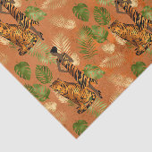 Papier Mousseline Art Déco Cuivre Vert Or Tiger Dame  (Détail)