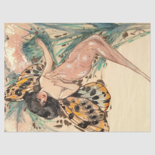 Papier Mousseline Art déco des années 1920 Art nouveau fées (Recto)