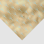 Papier Mousseline Art Déco Diamant Design, Or & Turquoise, Découpage (Détail)