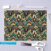 Papier Mousseline Art Deco Emerald Midnight New Year Pattern (Artisanat)