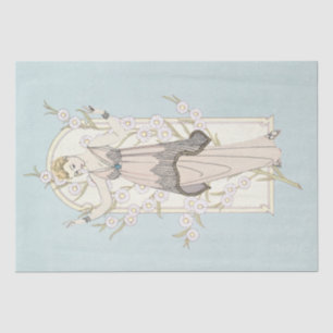 Papier Mousseline Art Déco Française Lady Daisy Arch Découpage Bleu