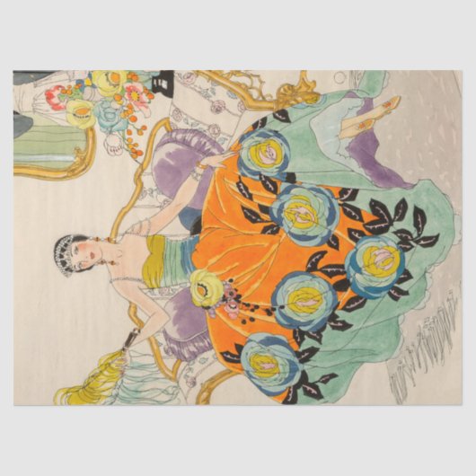 Papier Mousseline Art Déco Grand Gatsby Flapper Art (Recto)