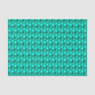 Papier Mousseline Art Déco Metallic Géométrique - Peacock et Turquoi