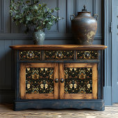 Papier Mousseline Art Déco Motif de coléoptère Floral Noir Et Or