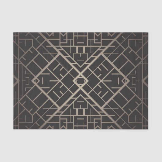 Papier Mousseline Art déco, nouveau, argent, noir, élégant, chic, (Recto)