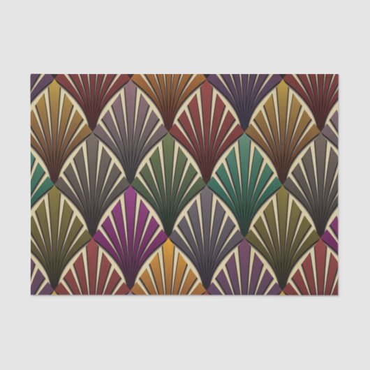 Papier Mousseline art déco, nouveau, vert forêt, bleu marine, jaune, (Recto)