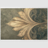 Papier Mousseline Art Déco Or doré Motif Motif Olive Green (Recto)
