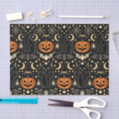 Papier Mousseline Art Deco Orange Carved Pumpkins (Artisanat)