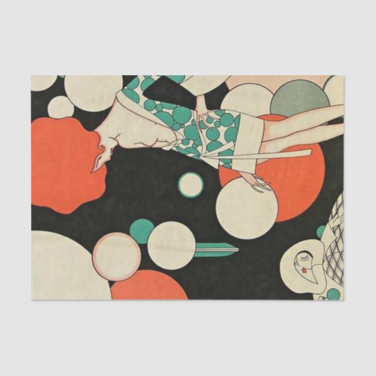 Papier Mousseline Art déco "Pierrot Deflated" par Jose Carlos (Recto)