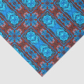 Papier Mousseline Art Déco Rouge Bleu Abstrait Motif graphique (Détail)