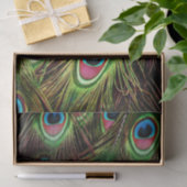 Papier Mousseline art déco vert turquoise turquoise plumes paon (Cadeau)