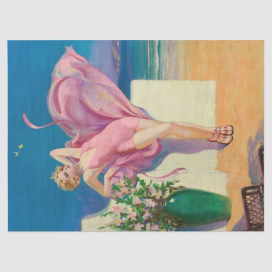 Papier Mousseline Art Déco vintage / Découpage femme (Recto)