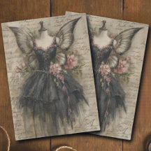 Art Découpage Ballet Féerique Vintage Grunge Noir