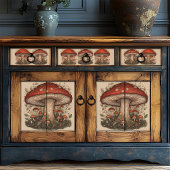 Papier Mousseline Art Découpage Rustique Champignons Rouges Folk Art