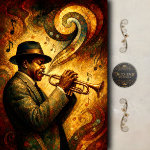 Papier Mousseline Art découpage trompette jazz vintage