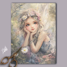 Art Fairy vintage avec Couronne Flower et margueri