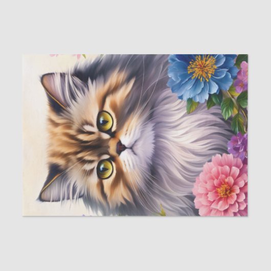 Papier Mousseline Art Floral de Chat Perse (Recto)