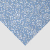 Papier Mousseline Art Floral Feuille Classique Motif Sur Bleu Clair (Détail)