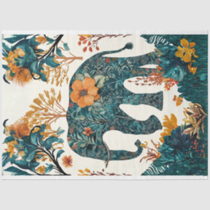 Papier Mousseline Art folklorique Floral Elephant Decoupage