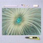 Papier Mousseline Art fractal de fleurs de fantaisie vert sauge abst (Artisanat)