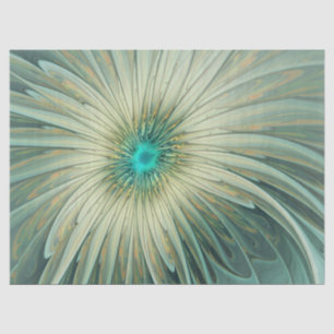 Papier Mousseline Art fractal de fleurs de fantaisie vert sauge abst