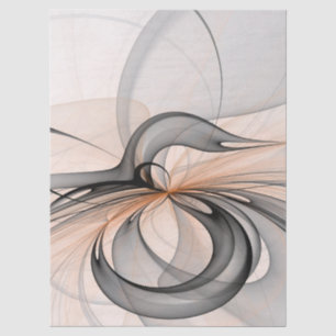 Papier Mousseline Art fractal moderne gris sienne anthracite abstrai