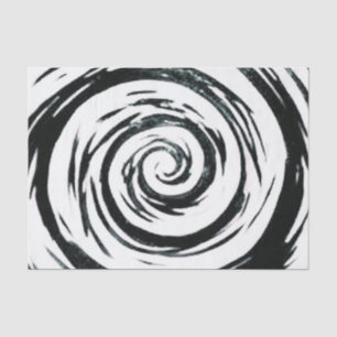 Papier Mousseline Art hypnotique blanc et noir de remous