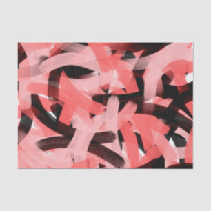 Papier Mousseline Art moderne Abstrait Coral Pink Black Brusstroke