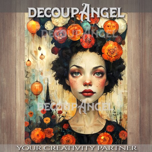 Papier Mousseline Art Moderne - Femme et Fleurs - Découpage