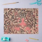 Papier Mousseline Art Mosaïque Tribal Cute Tabby Chat Rose Brown Hip (Artisanat)