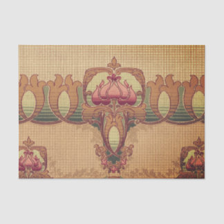 Papier Mousseline Art nouveau abstract flower burgundy red green