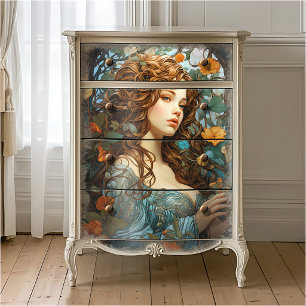 Papier Mousseline Art Nouveau, Art floral victorien de la déesse vin