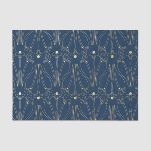 Papier Mousseline Art Nouveau. Bleu. (Recto)